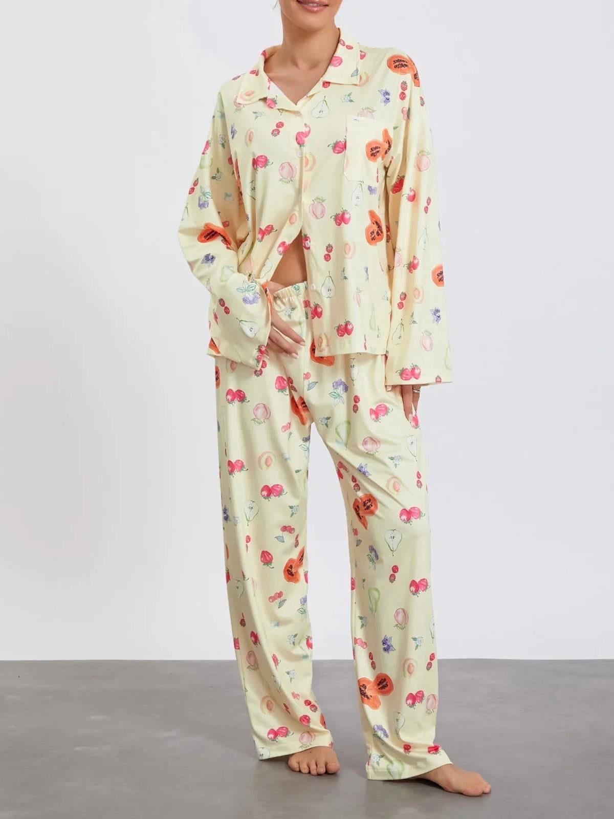 Meyve Desenli Uzun Kollu Pijama Takımı