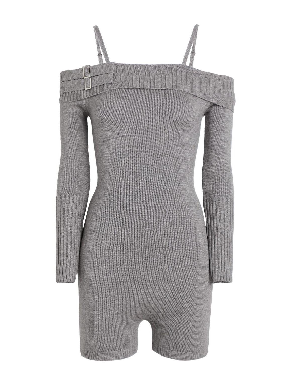 Mini Gri Örgü Tulum