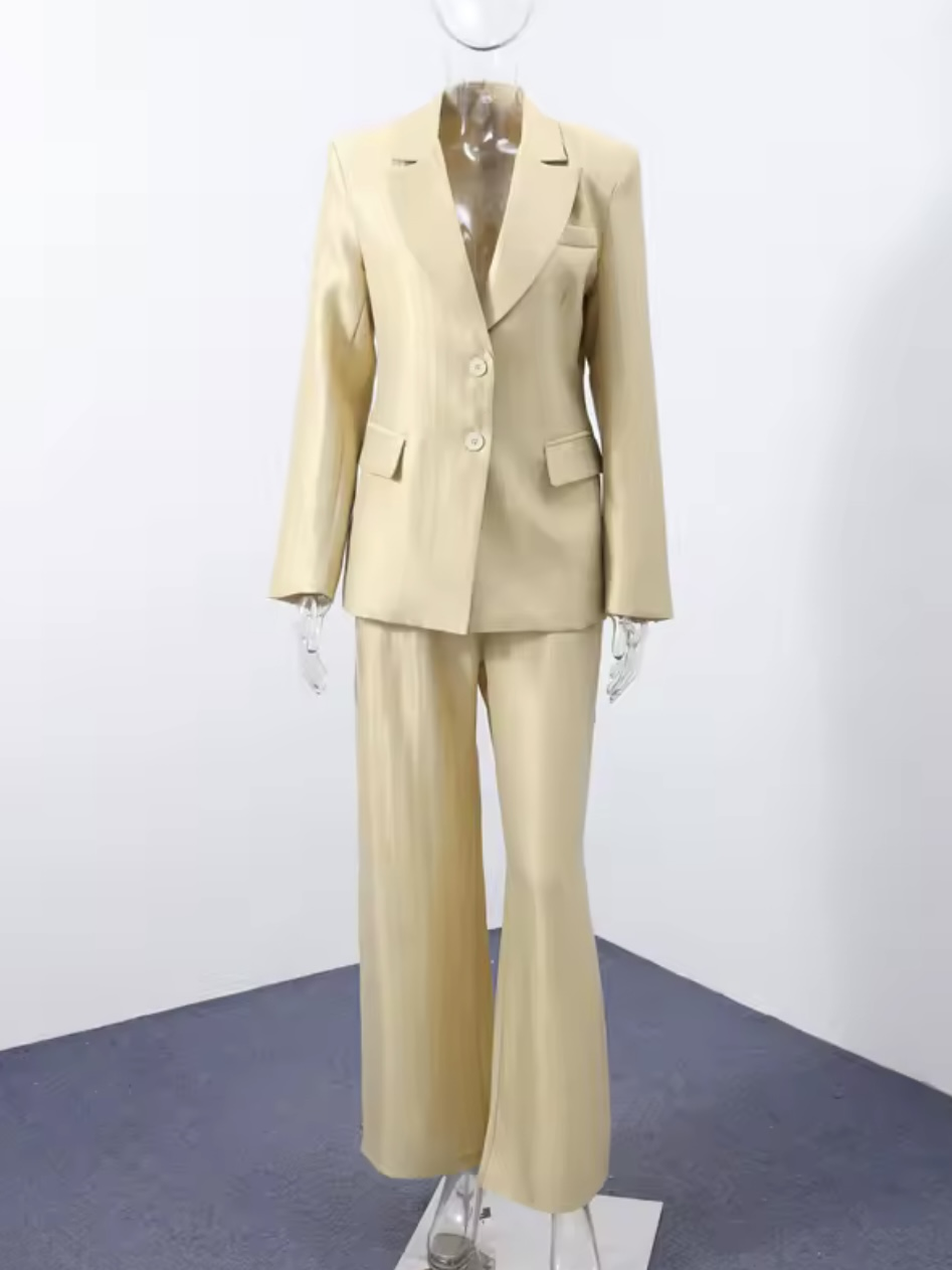 Parlak Dokulu Blazer & Pantolon Takım