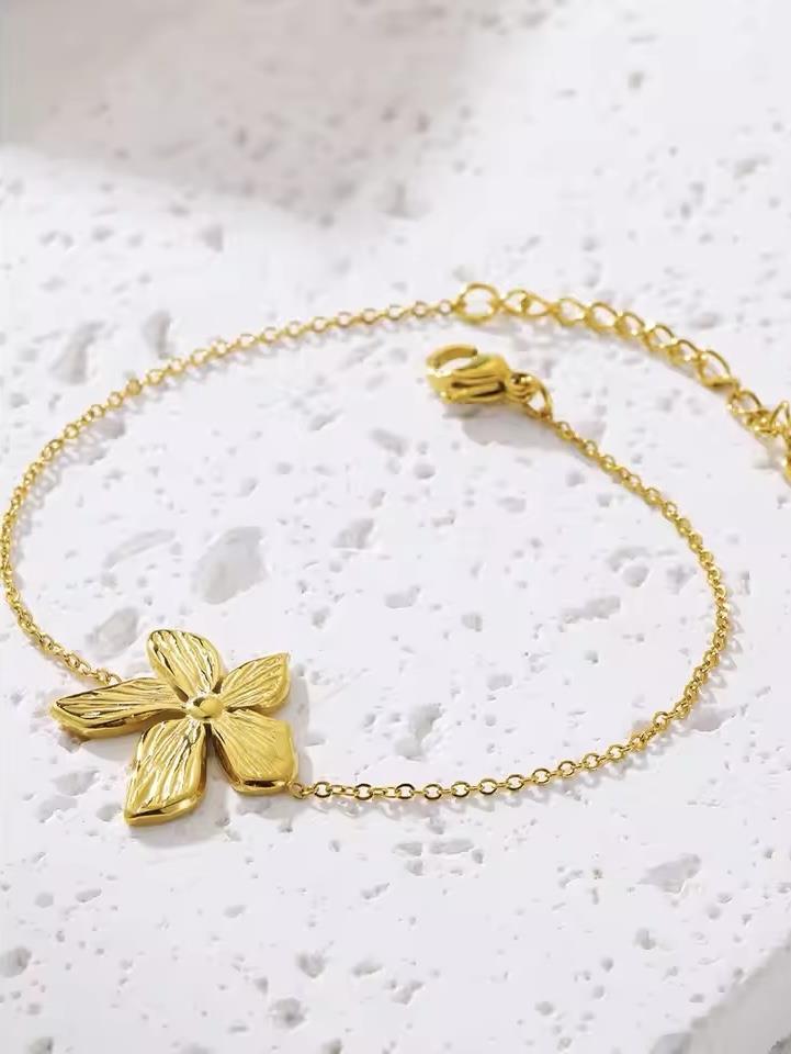 Paslanmaz Çelik Zincir Çiçek Bileklik