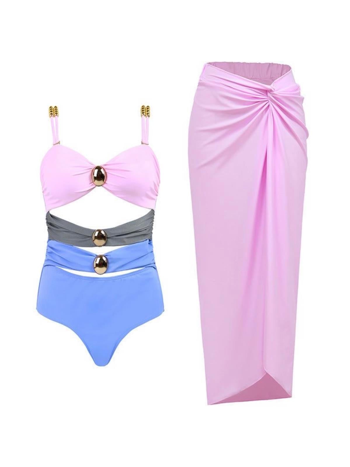 Pastel Pembe Mayo & Pareo Takımı 