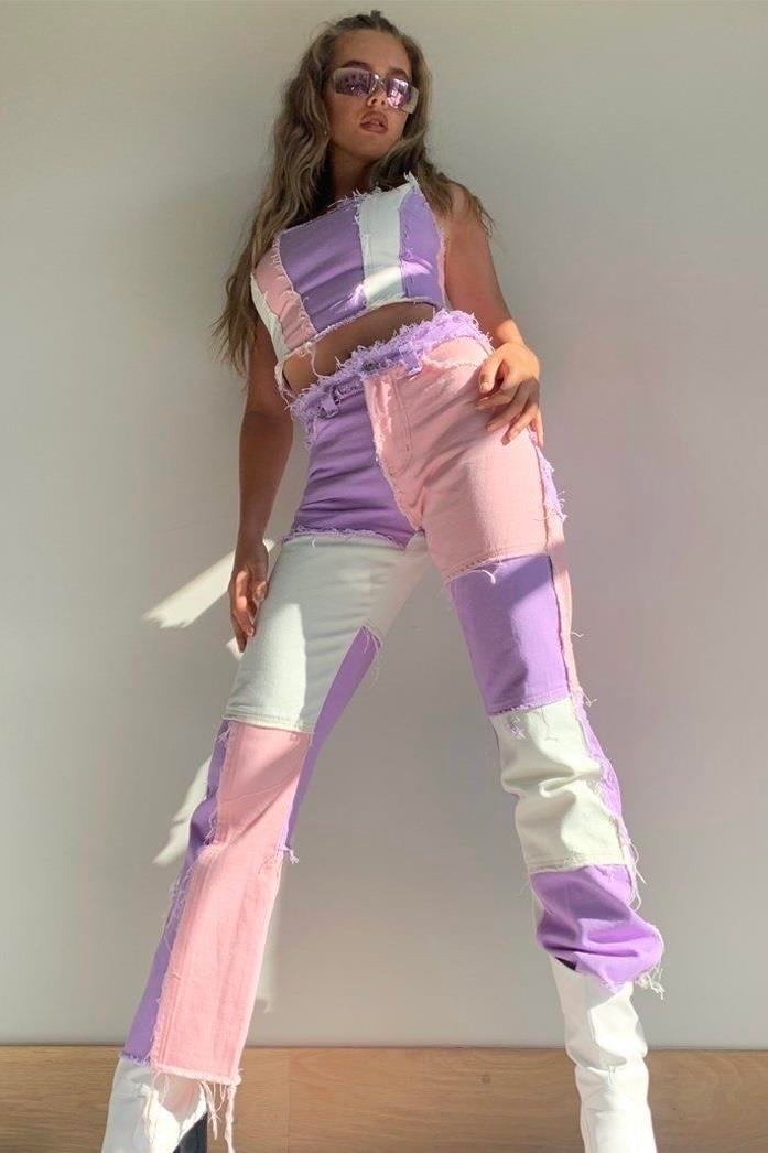 Patchwork Renkli Jean