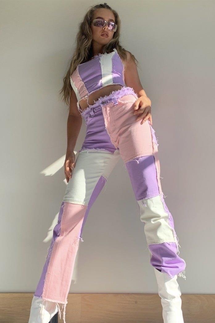 Patchwork Renkli Jean