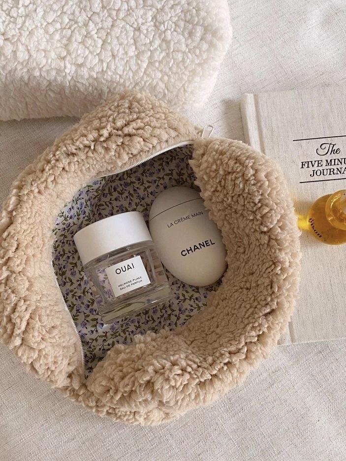 Peluş Kahverengi Makyaj Çantası