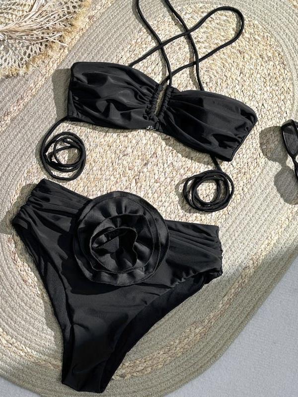 Rosa Yüksek Bel Siyah Bikini Takımı