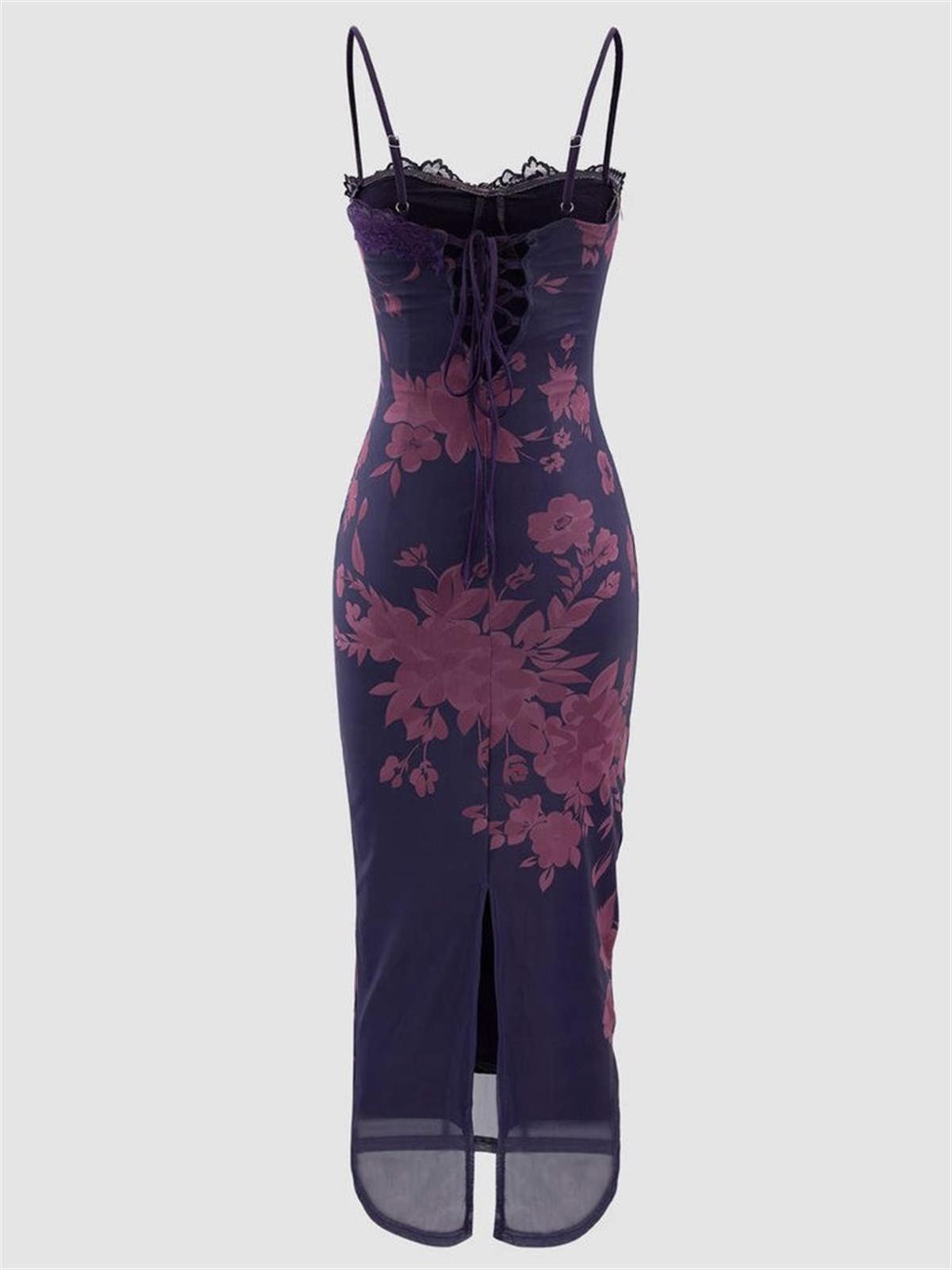 Rosen Dress - Çiçek Baskılı Astarlı Midi Elbise 