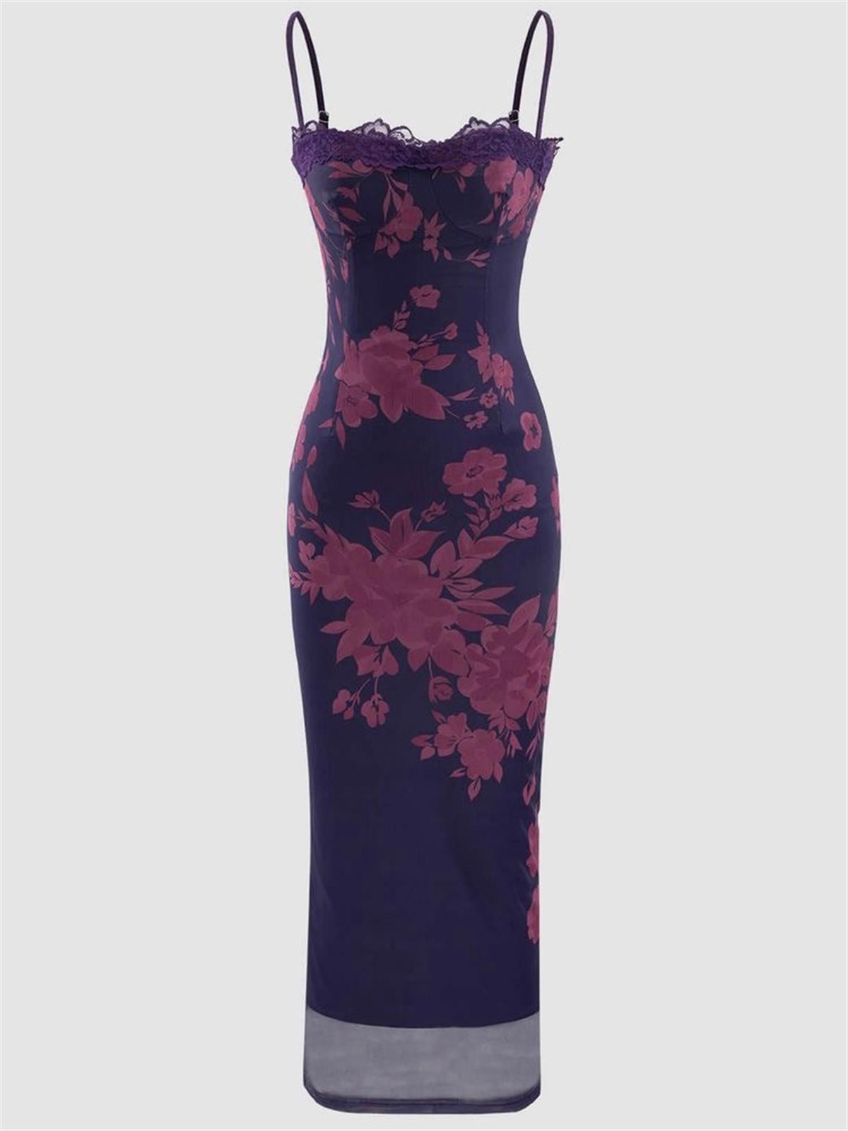 Rosen Dress - Çiçek Baskılı Astarlı Midi Elbise 