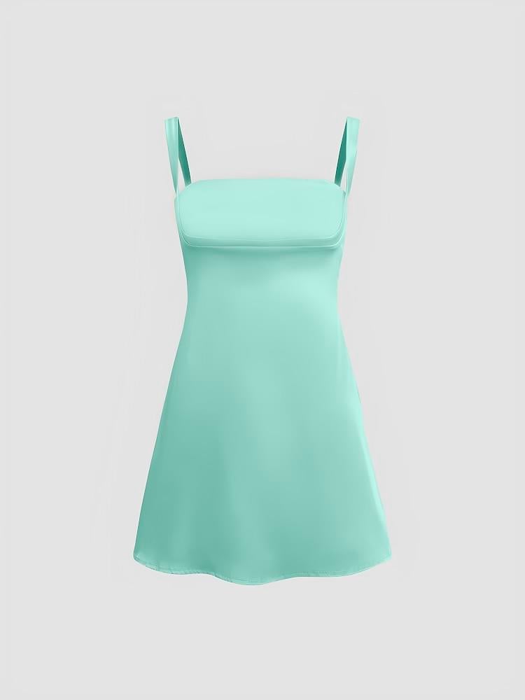 Saten Mini Elbise - Mint