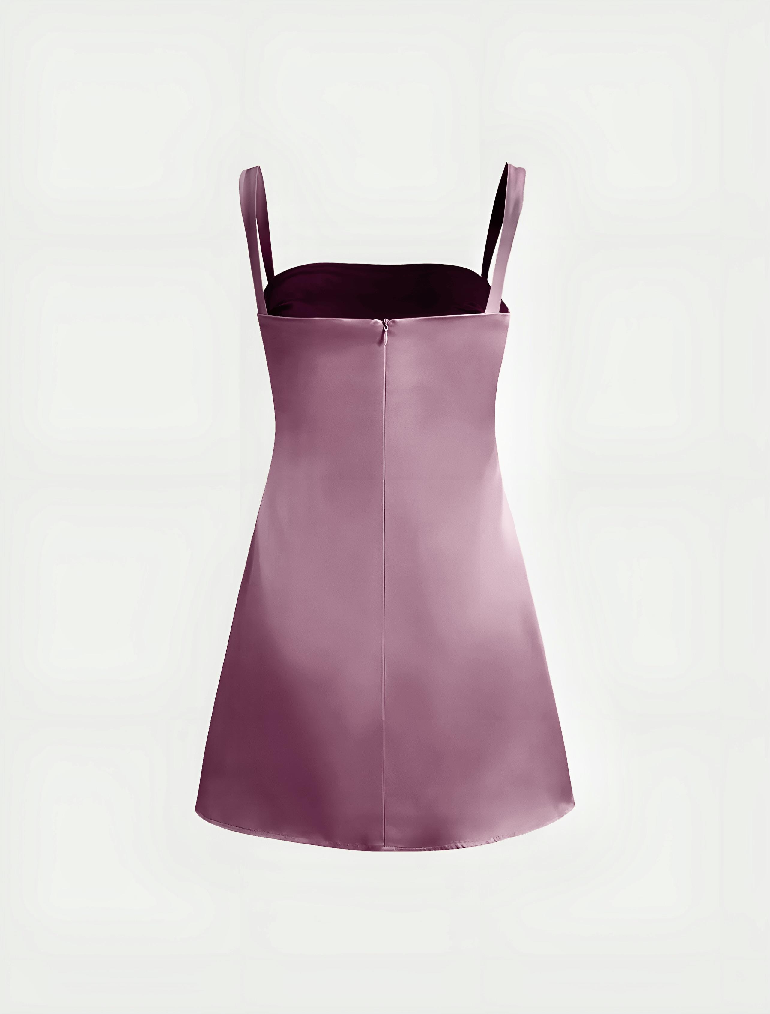 Saten Mini Elbise - Pastel Pembe