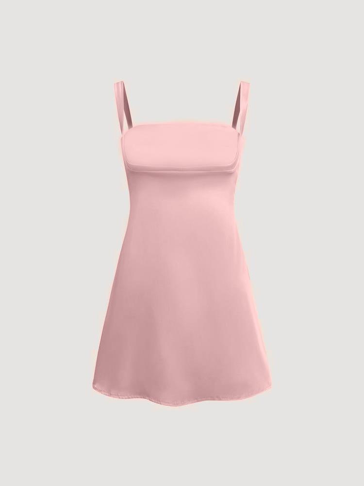 Saten Mini Elbise - Pembe