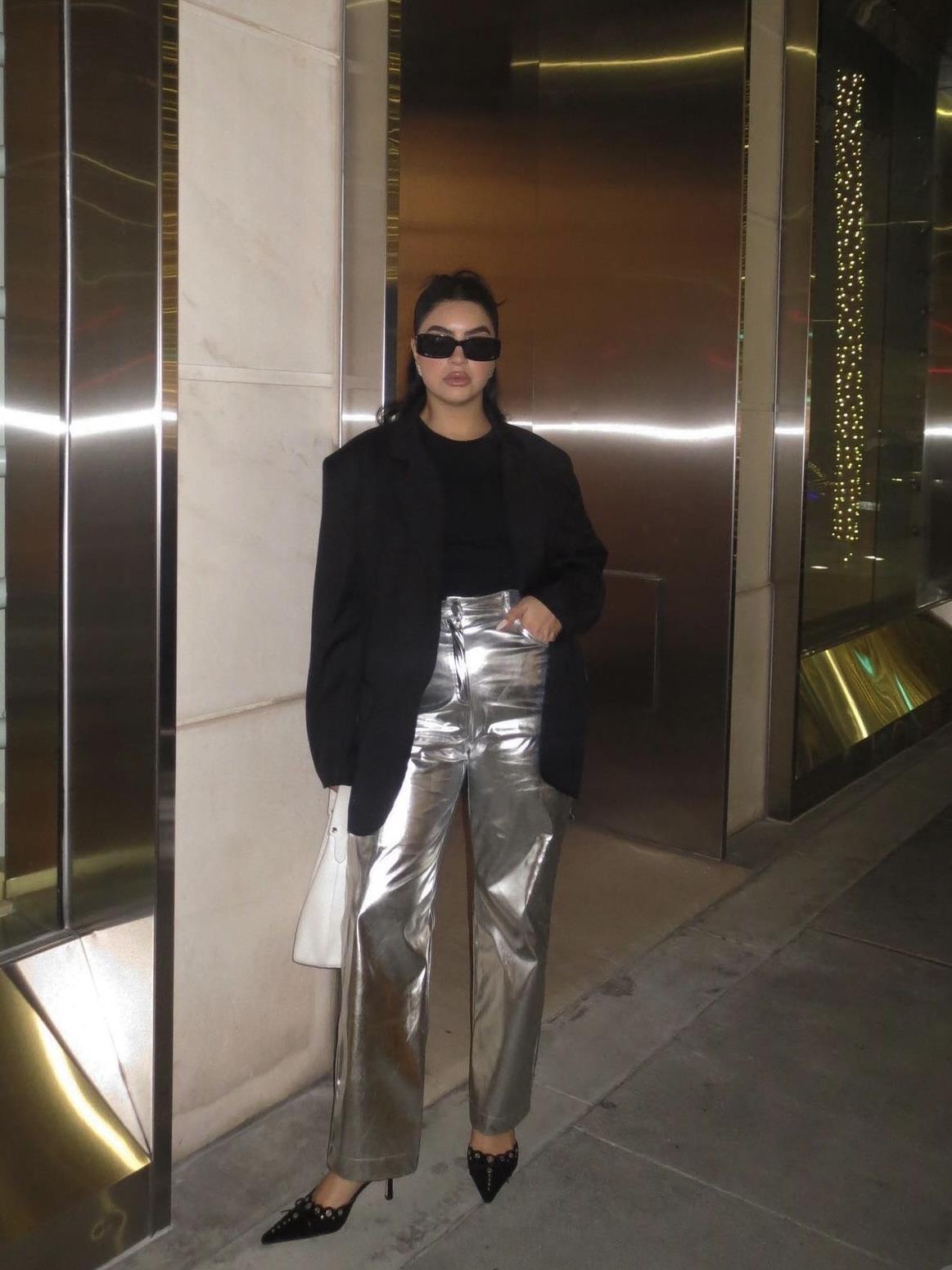 Sılver Metalik Pantolon