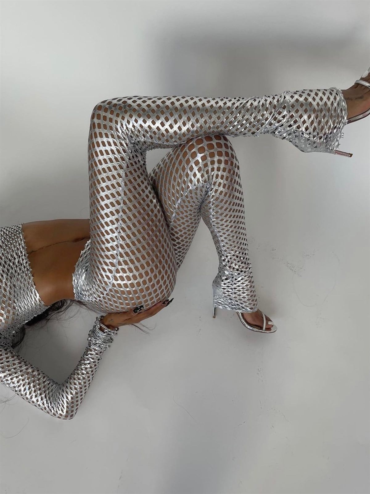 Transparan Suni Deri Silver File Takım