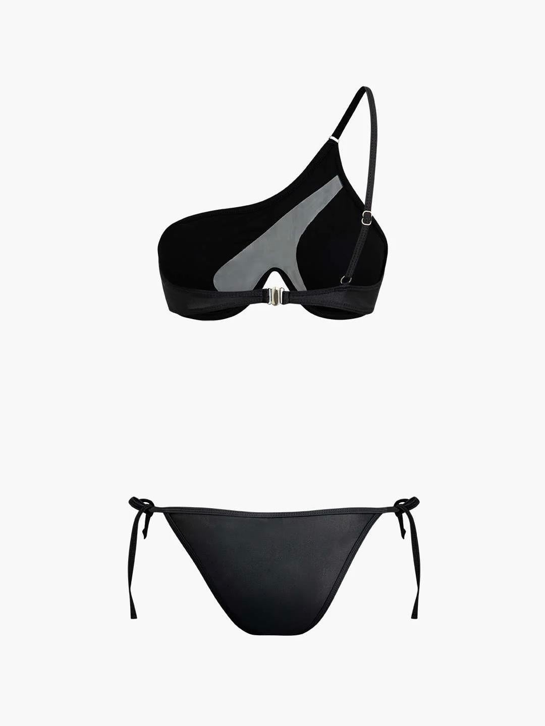 Transparan Detalı Asimetrik Bikini Takımı