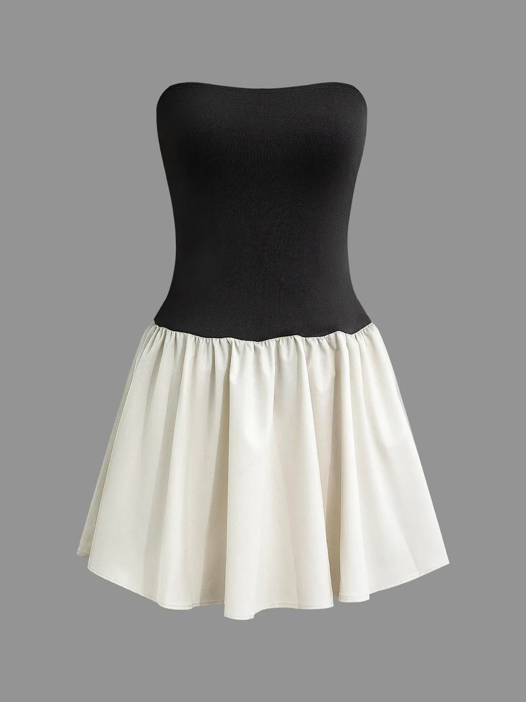 Straplez Büzgülü Mini Elbise