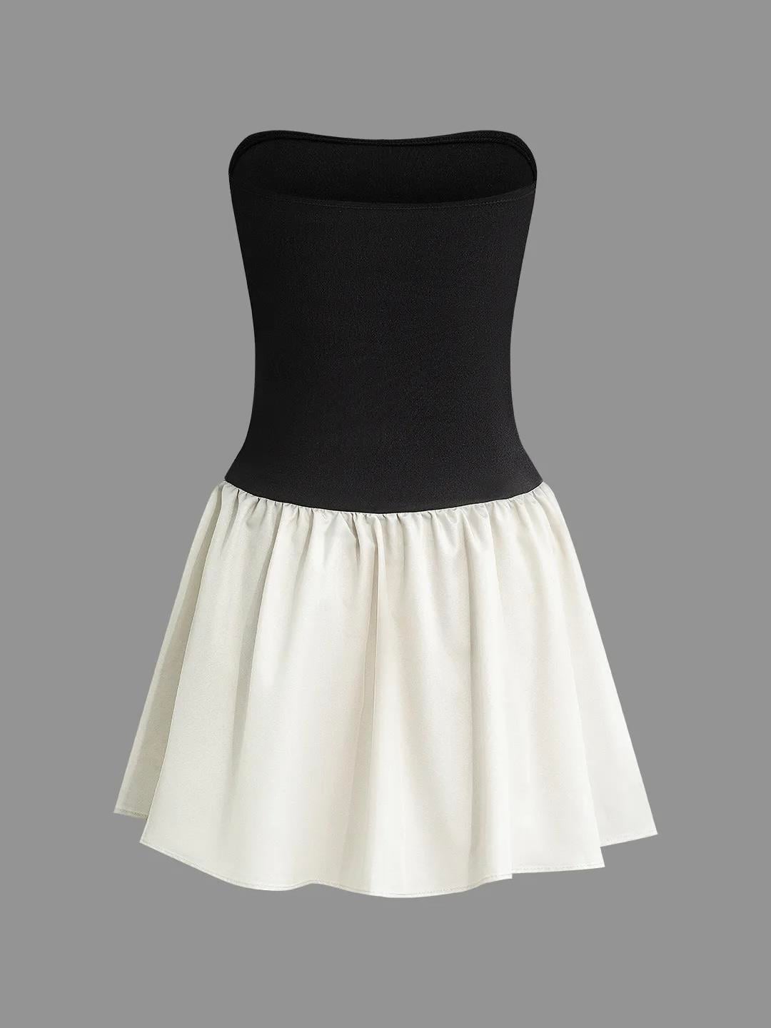 Straplez Büzgülü Mini Elbise