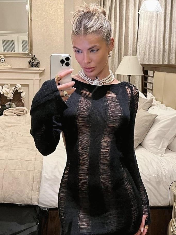 Sulena Örgü Elbise - Siyah