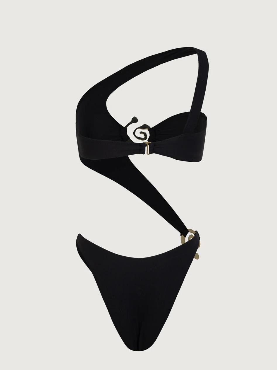 Tek Omuzlu Aksesuar Detaylı Mayo