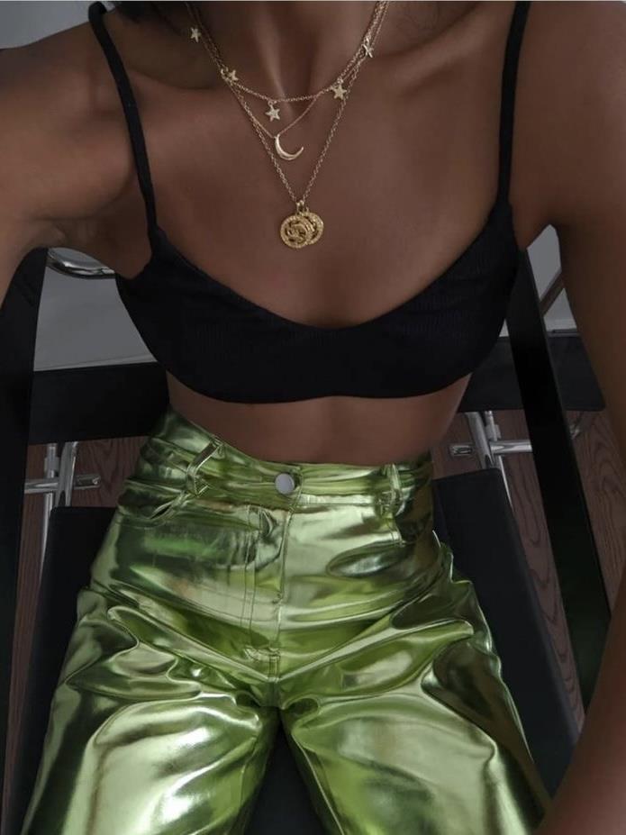 Yeşil Metalik Pantolon