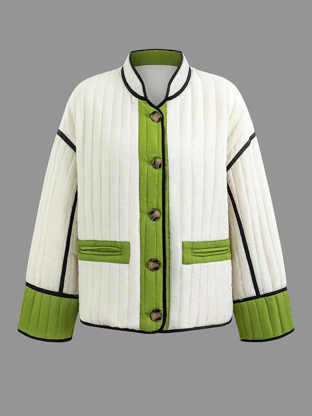 Yeşil Şeritli Kapitone Ceket