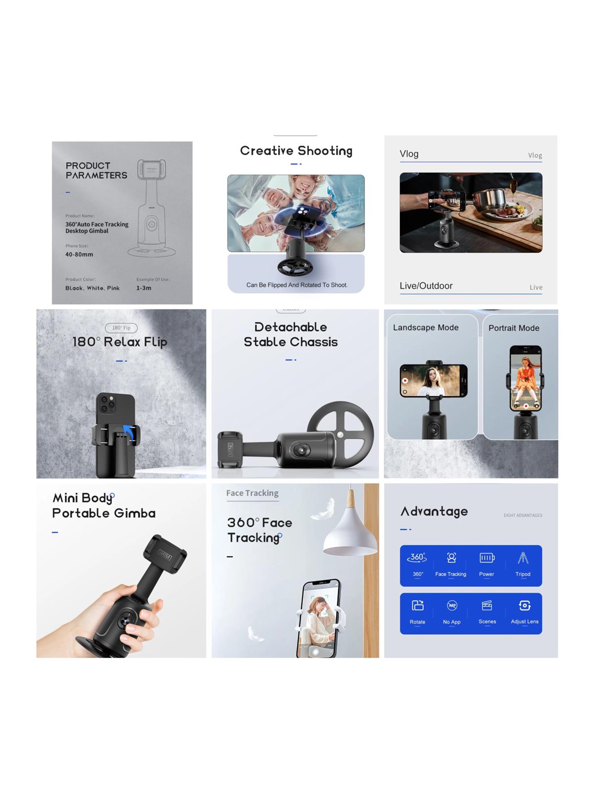 360 Derece Dönen Tripod - Pembe