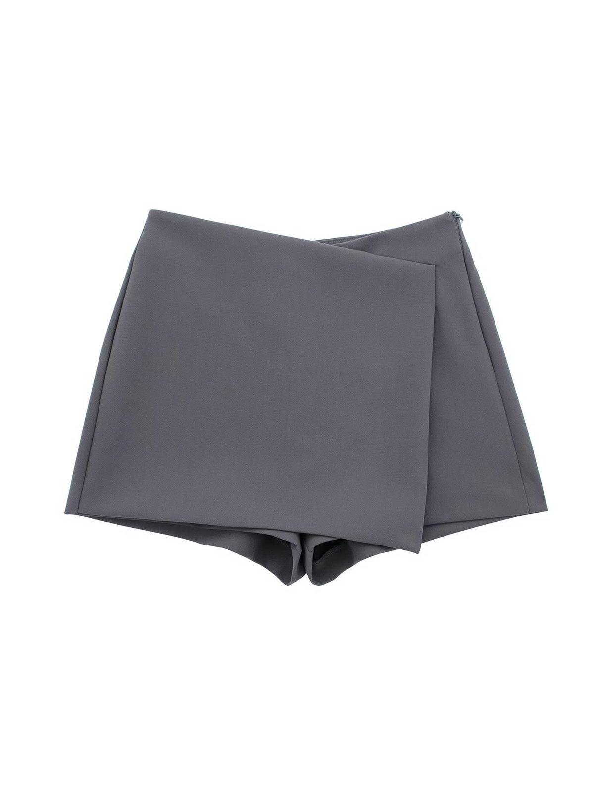 Asimetrik Şort Etek - Gri