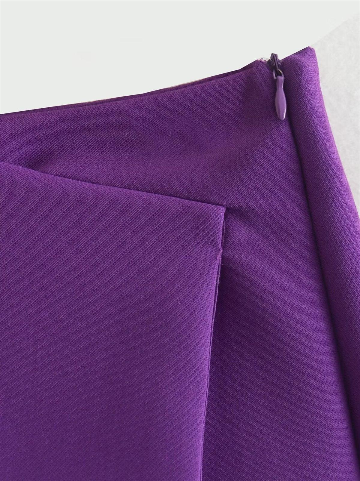 Asimetrik Şort Etek - Mor