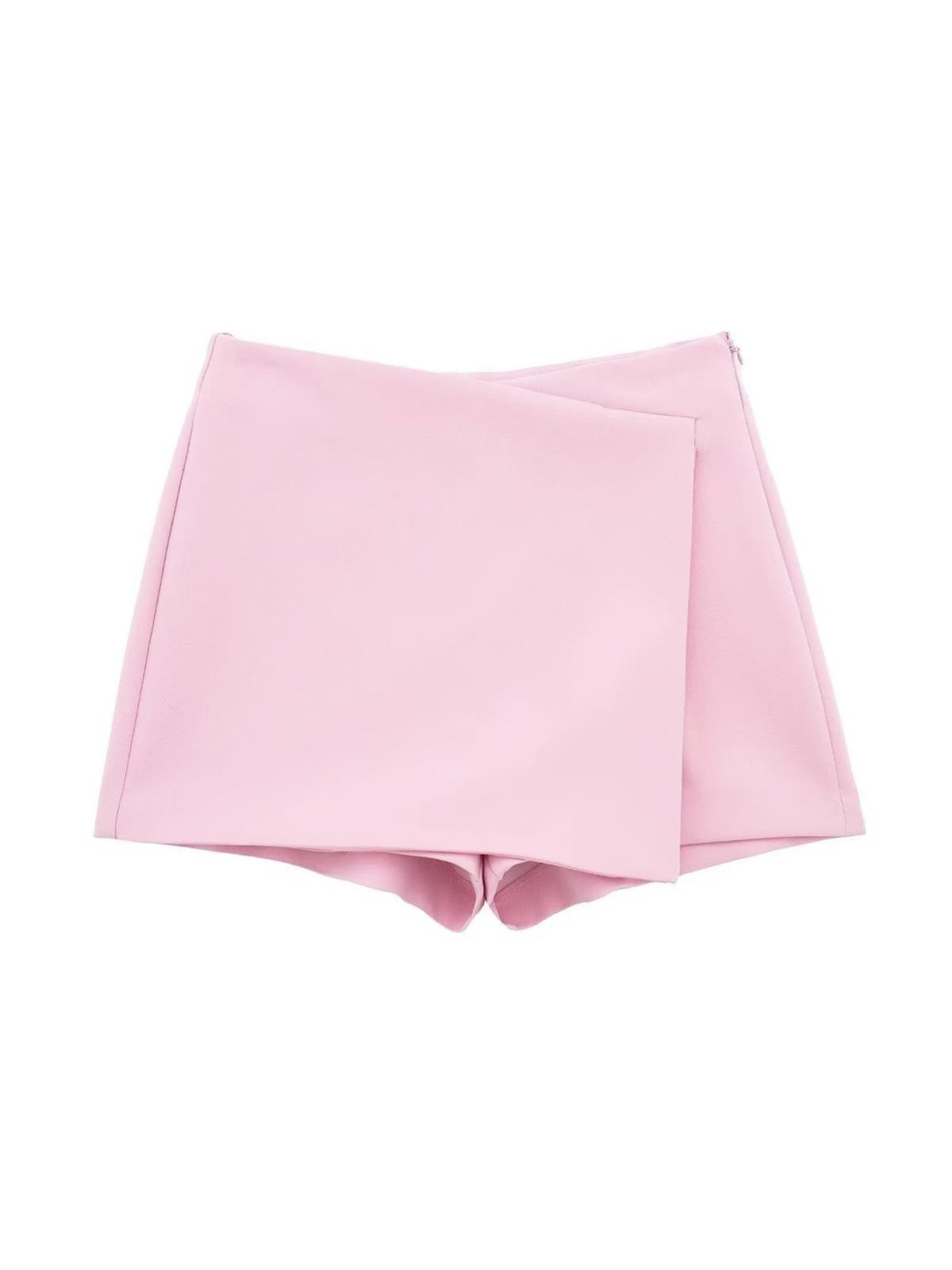 Asimetrik Şort Etek - Pembe