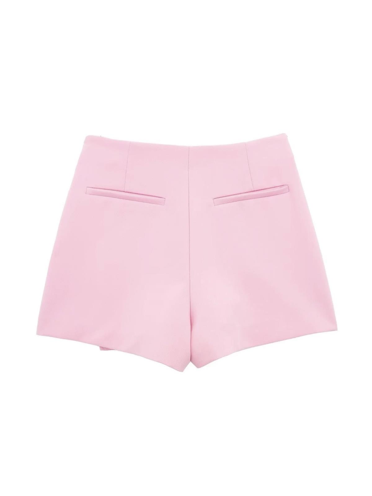 Asimetrik Şort Etek - Pembe