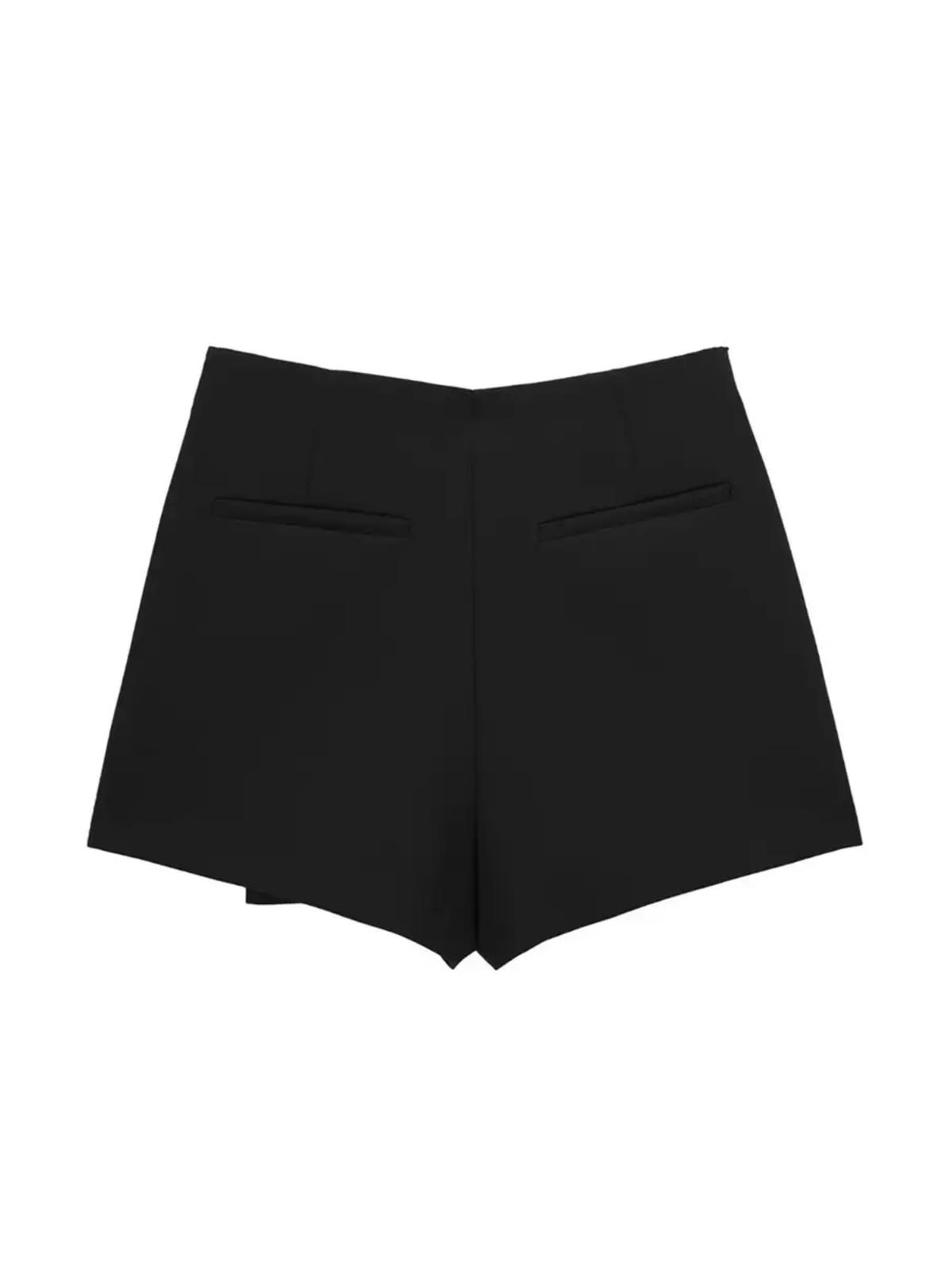 Asimetrik Şort Etek - Siyah