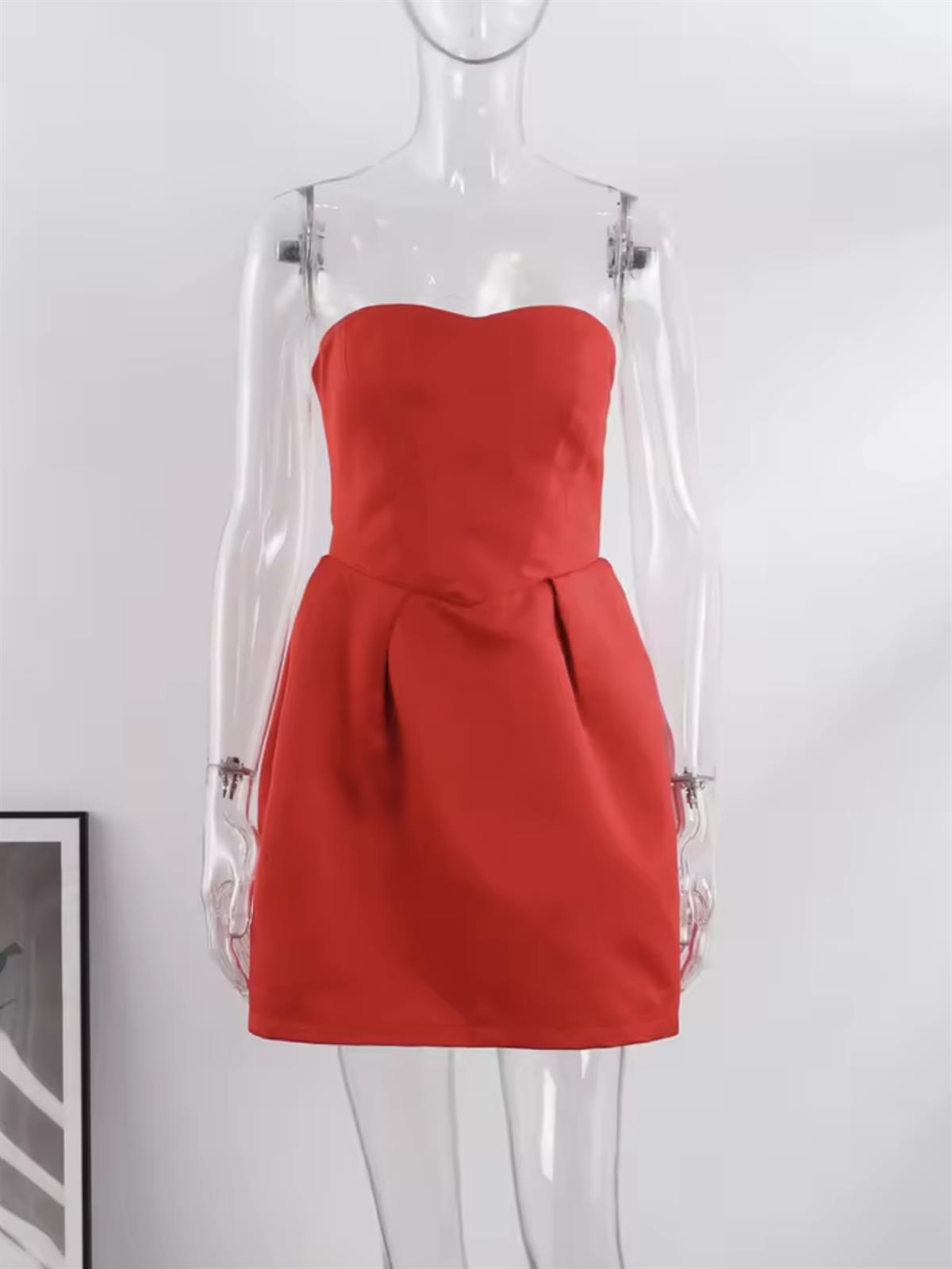 Balon Form Mini Kırmızı Elbise