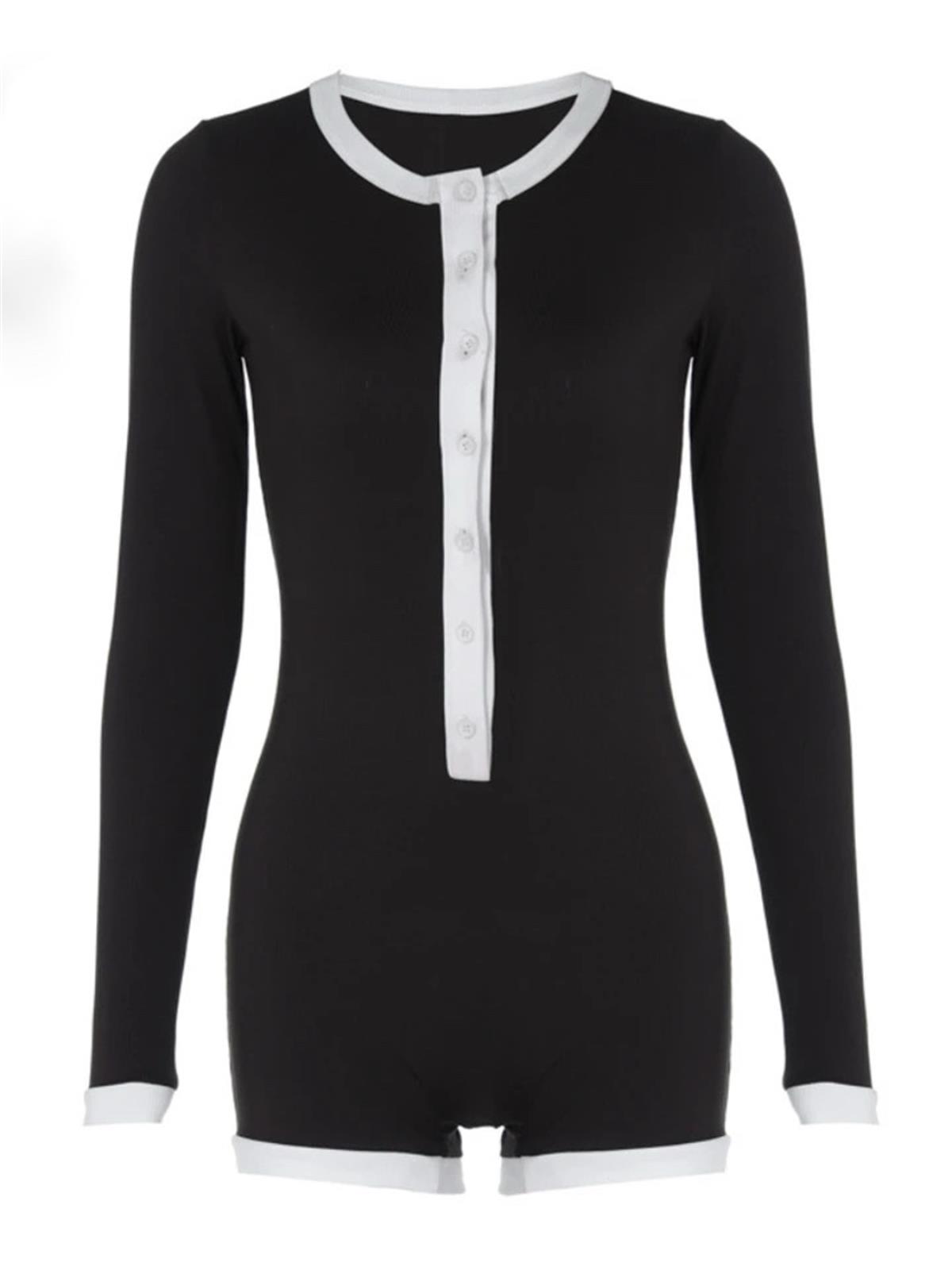 Beyaz Şeritli Düğme Detaylı Mini Tulum