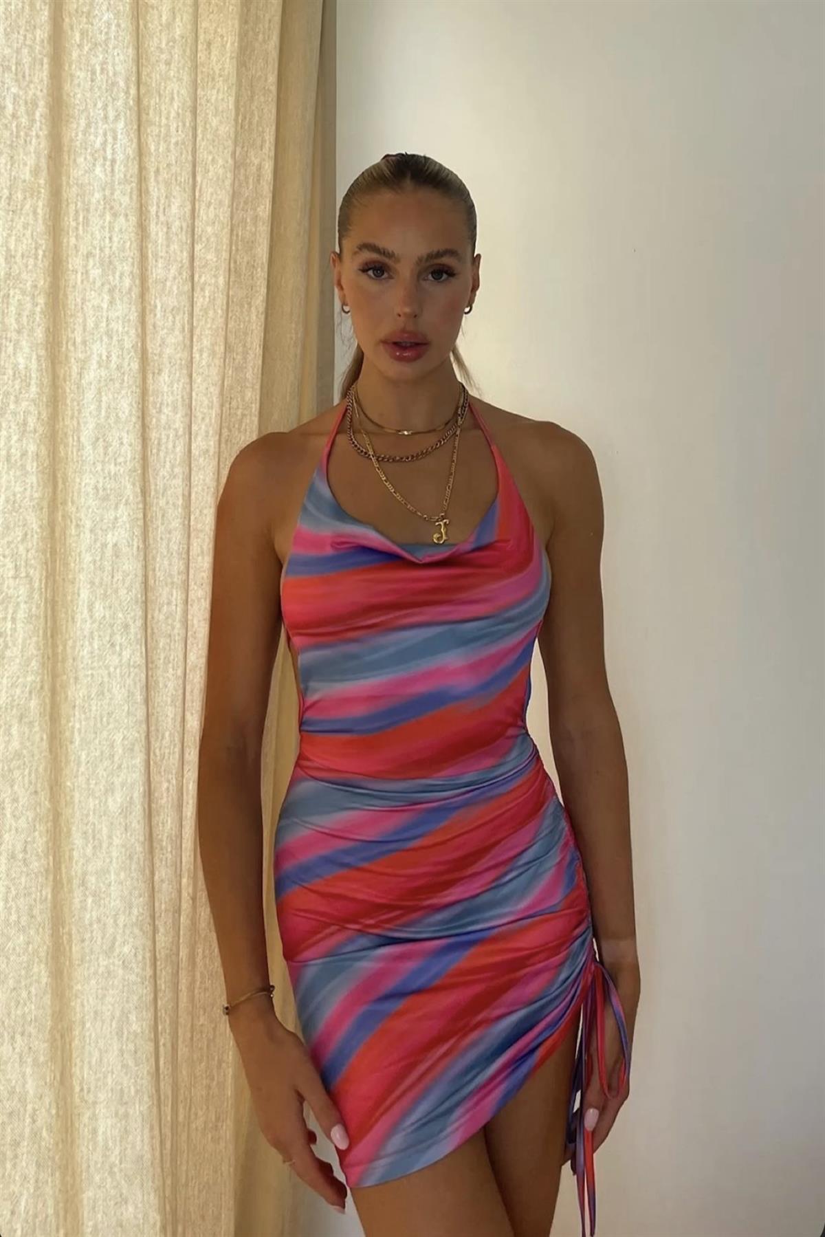 Blink - Renkli Mini Elbise