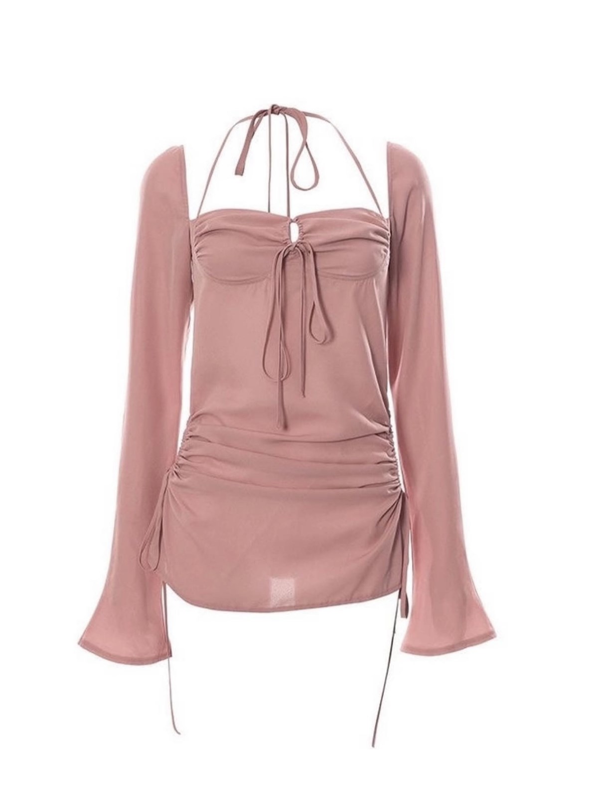 Charmed - Uzun Kollu Dekolteli Mini Elbise