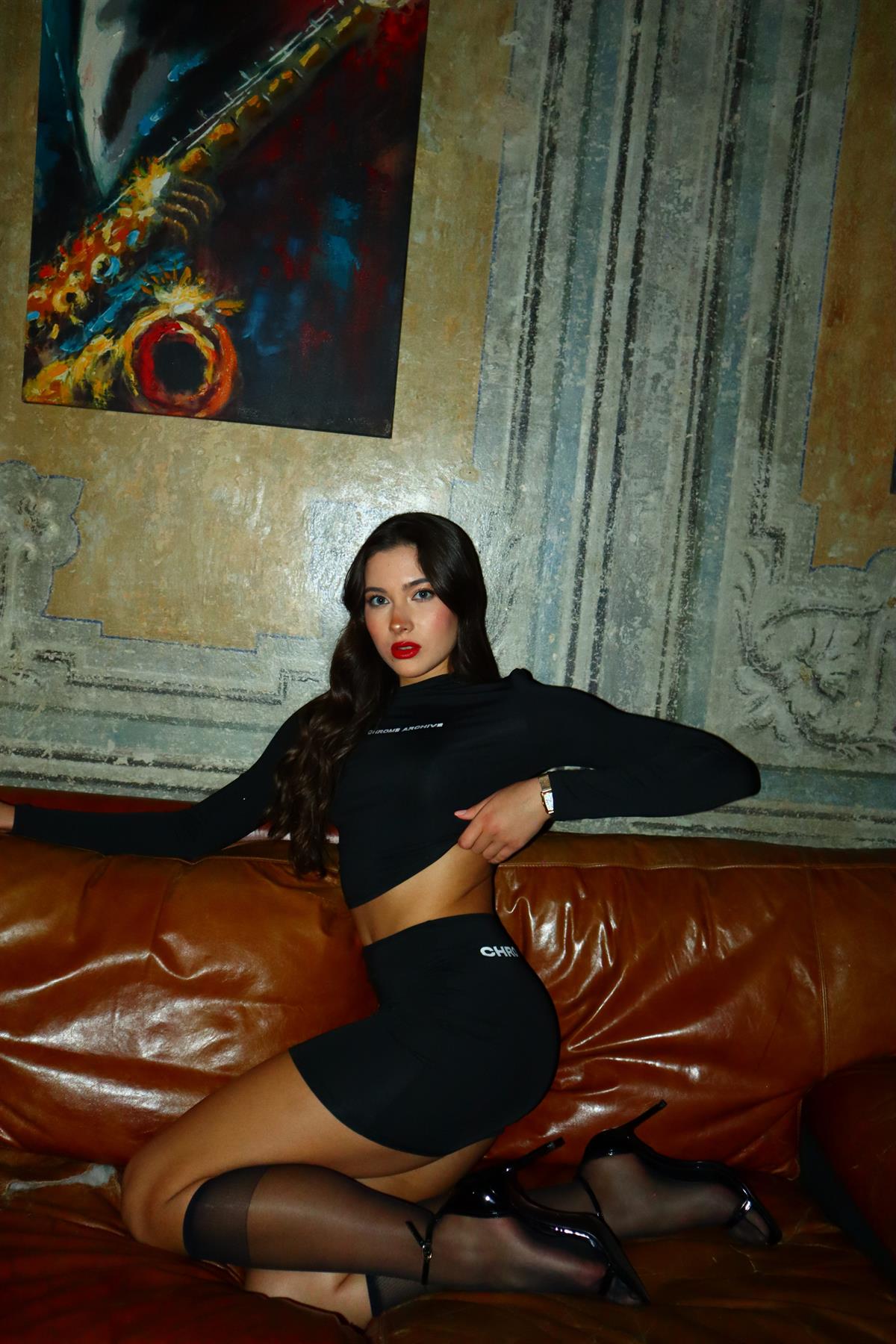 Chrome Arc Baskılı Siyah Takım