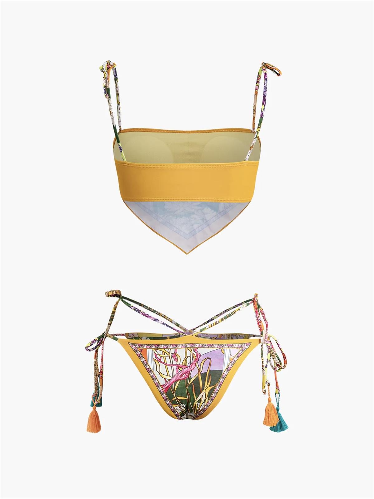 Çiçek Baskılı Bandana Kesim Bikini