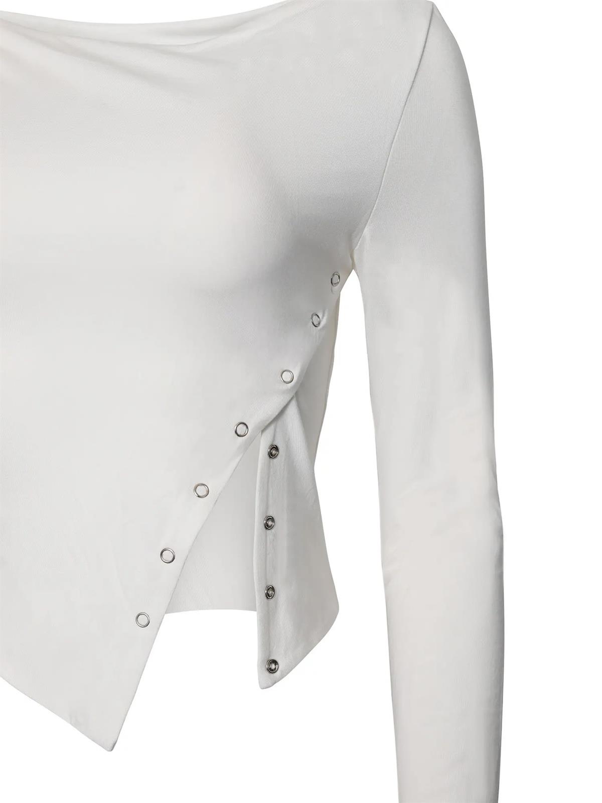 Çıtçıt Detaylı Beyaz Bluz