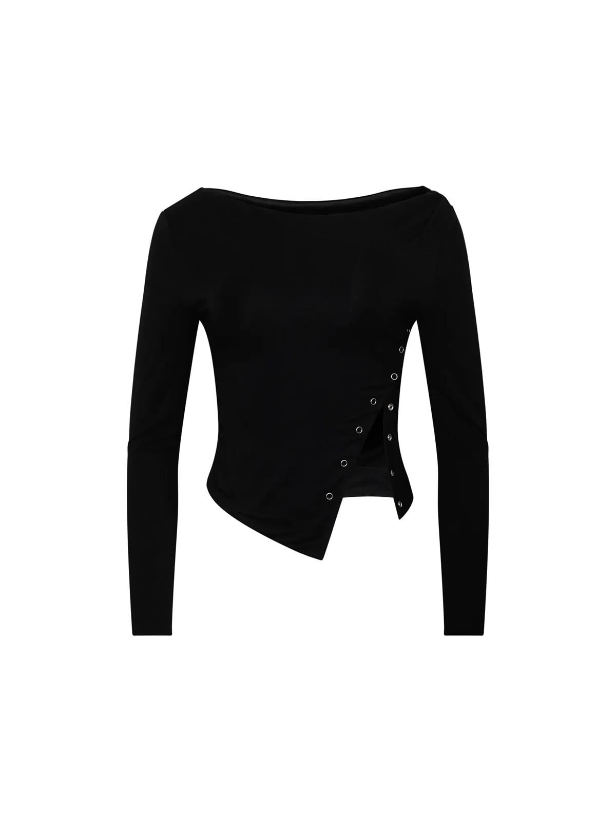 Çıtçıt Detaylı Siyah Bluz