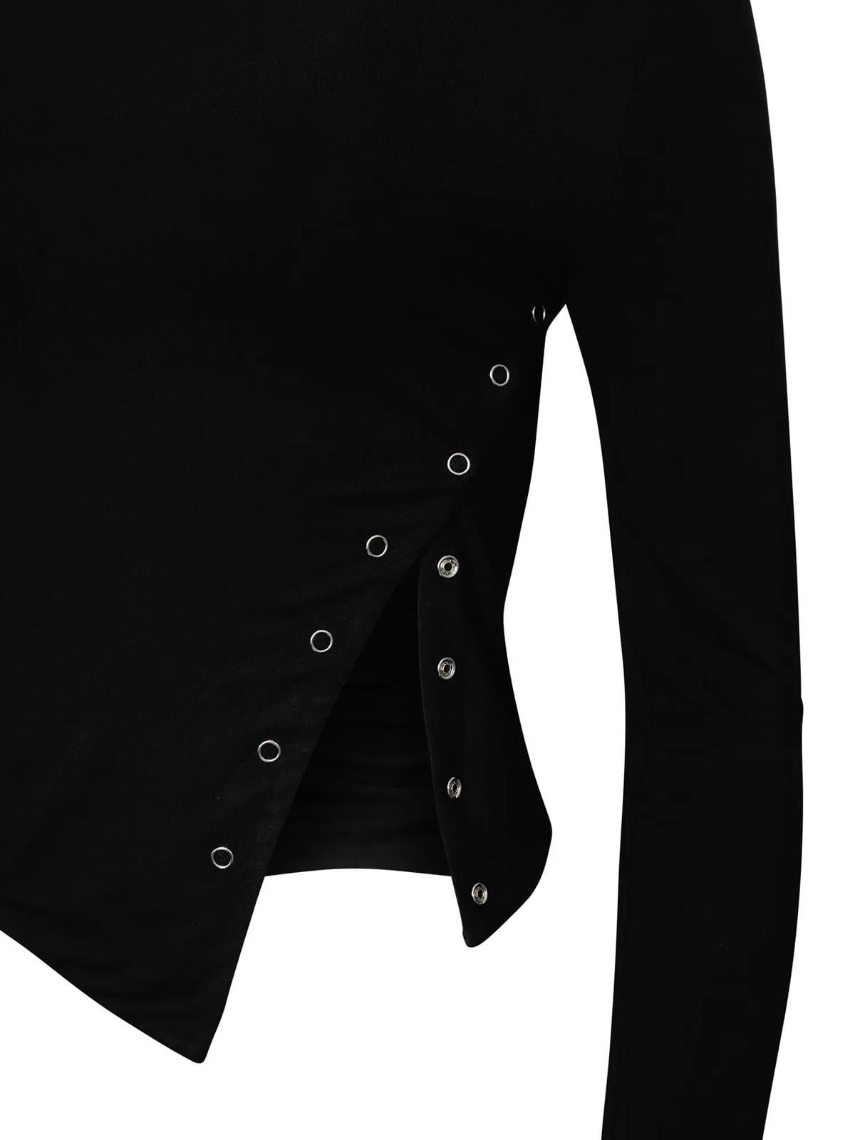 Çıtçıt Detaylı Siyah Bluz