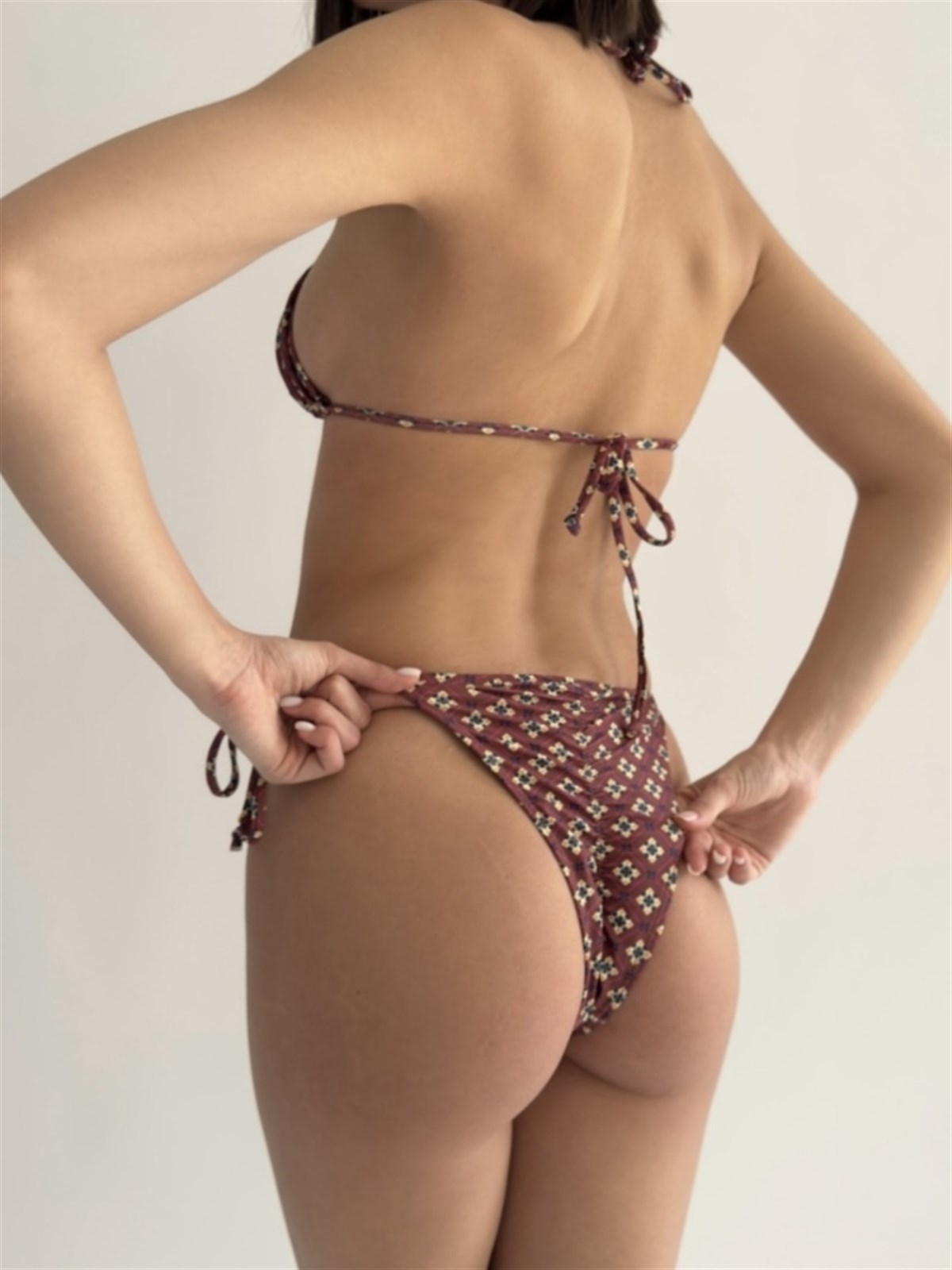 Desenli Kahverengi Bikini Takımı