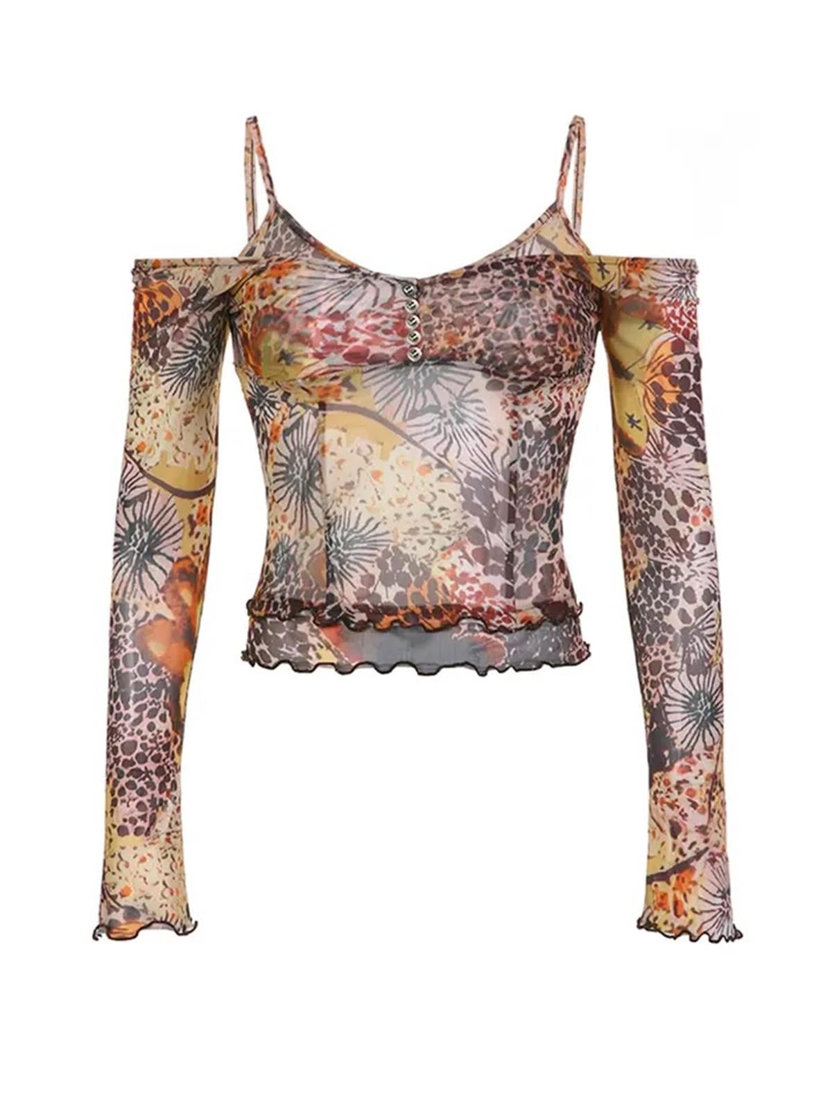 Desenli Uzun Kollu Etnik Bluz