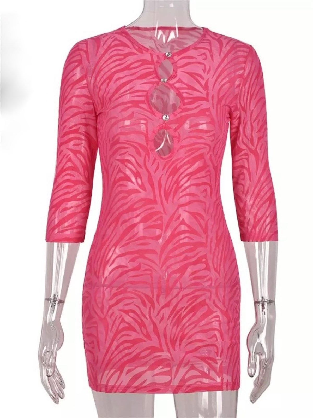 Desnudo - Dekolteli Tül Detaylı Mini Elbise