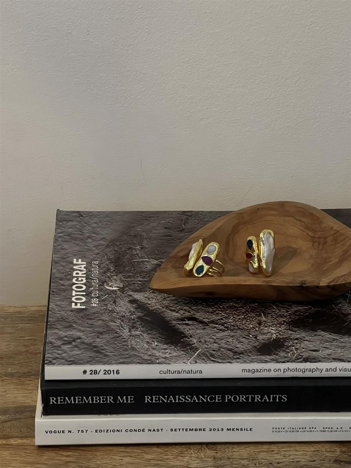 Doğal İnci Tasarım Renkli Yüzük