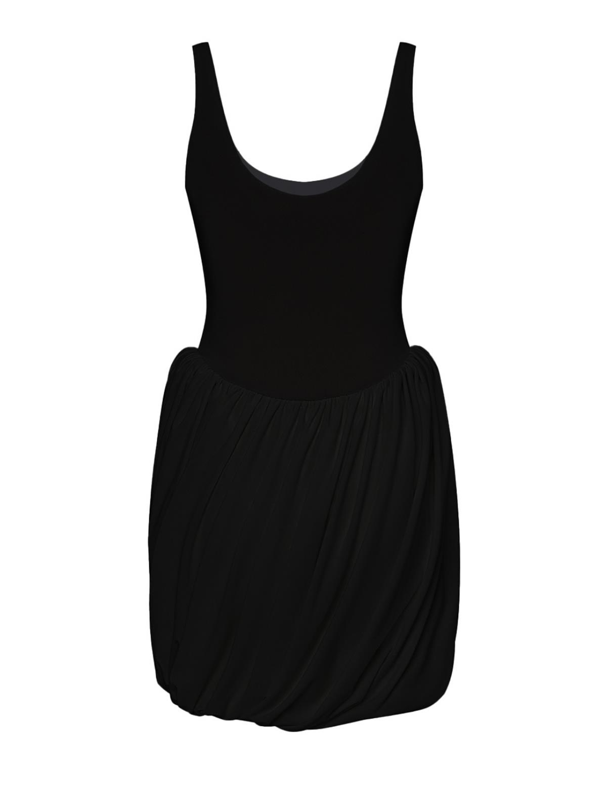 Drape Detaylı Siyah Mini Elbise