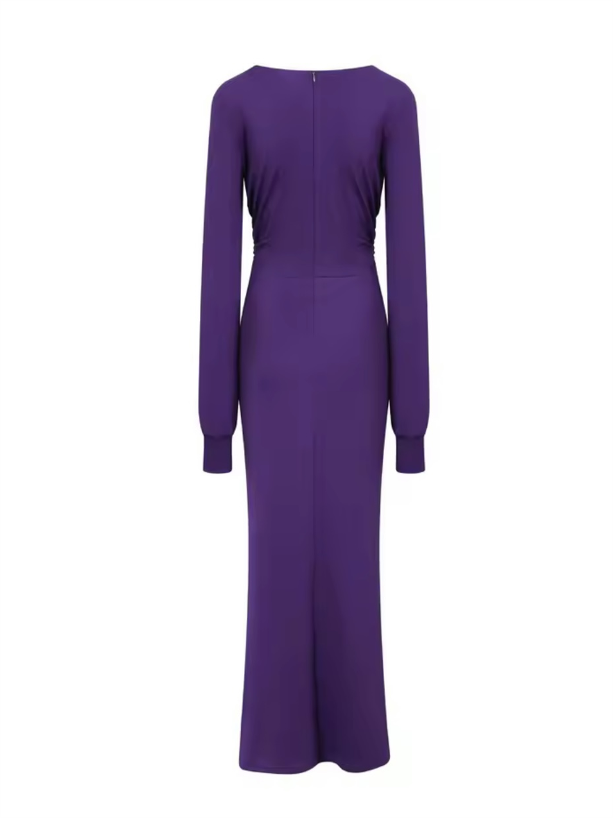 Drapeli Bel Dekolteli Mor Elbise