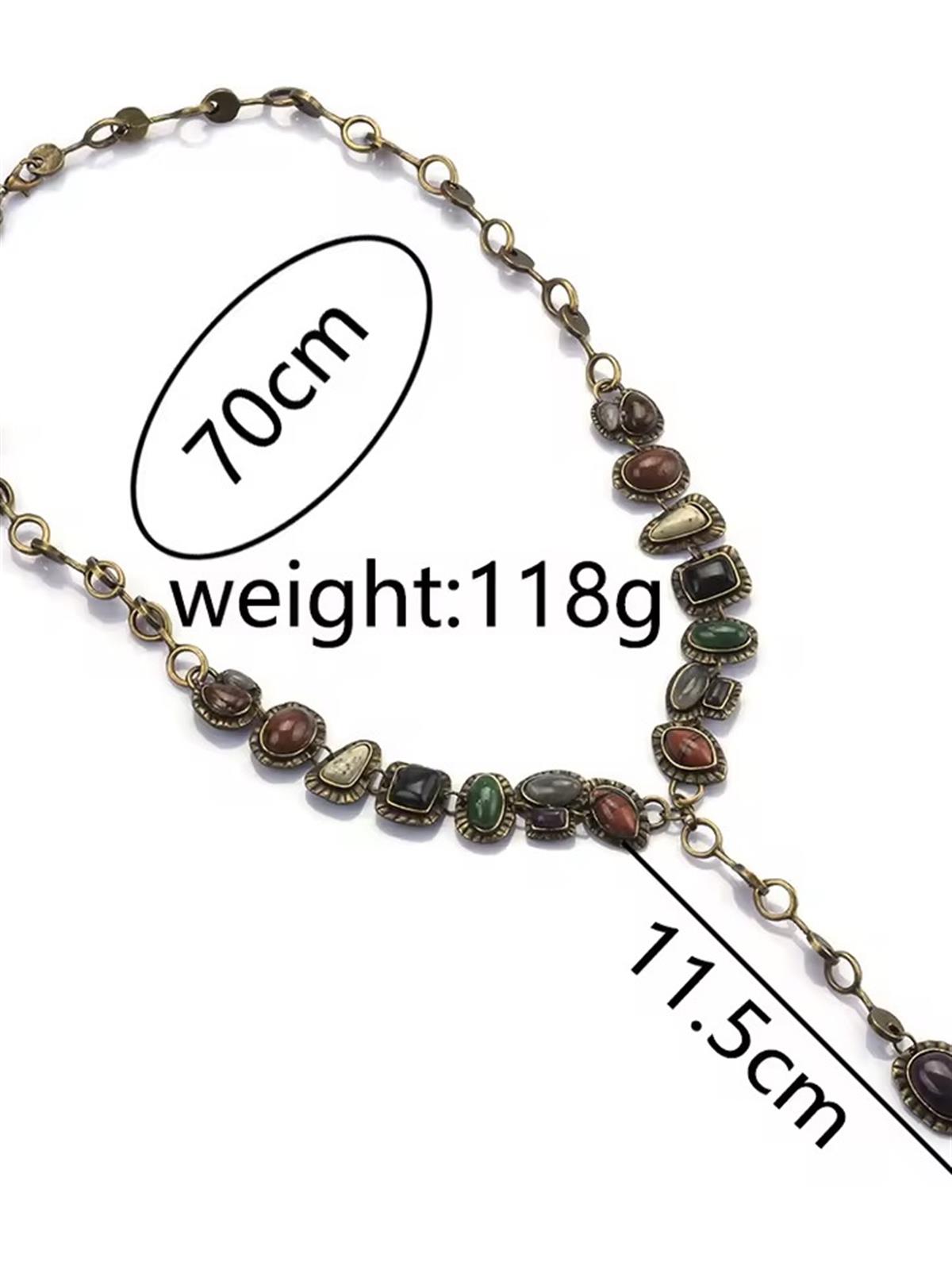 Etnik Doğal Taş Detaylı Uzun Kolye