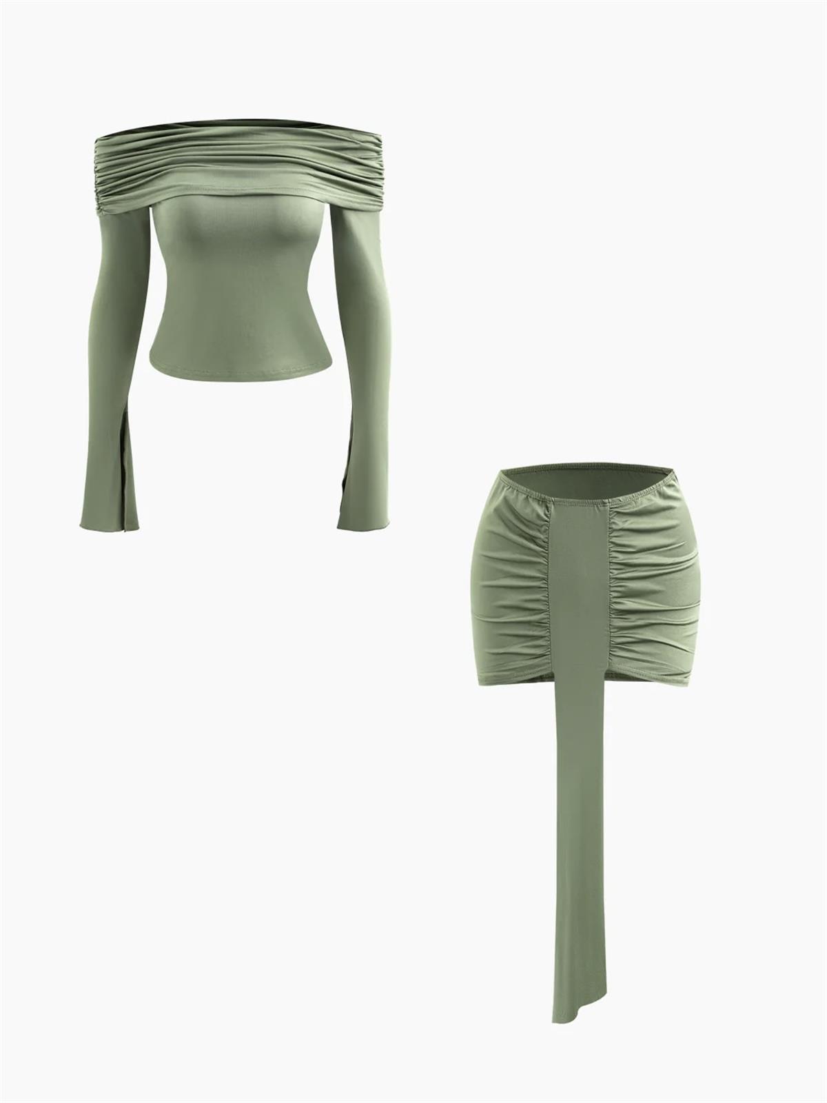 Gaıa Straplez Bluz Ve Mini Etek Takım