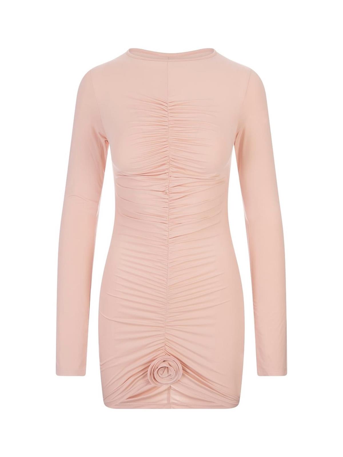 Gül Detaylı Drapeli Mini Elbise