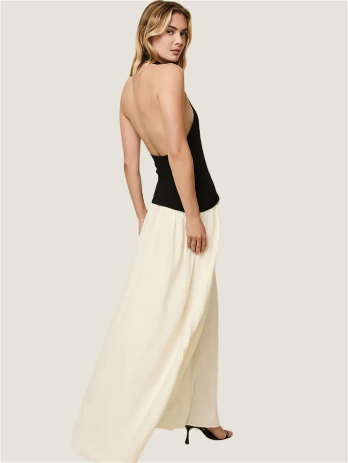 Halter Yaka Volan Etekli Elbise