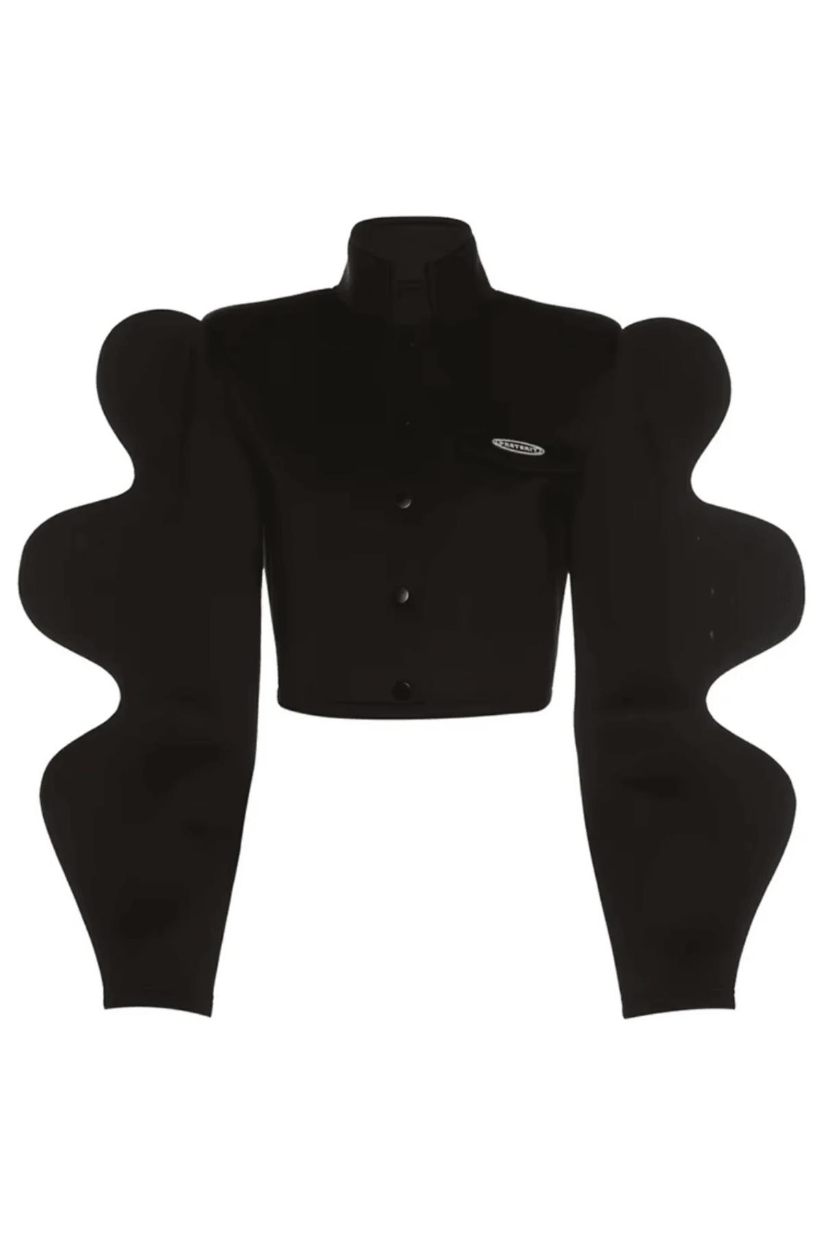 Heykelsi Kol Detaylı Tasarım Ceket – Siyah