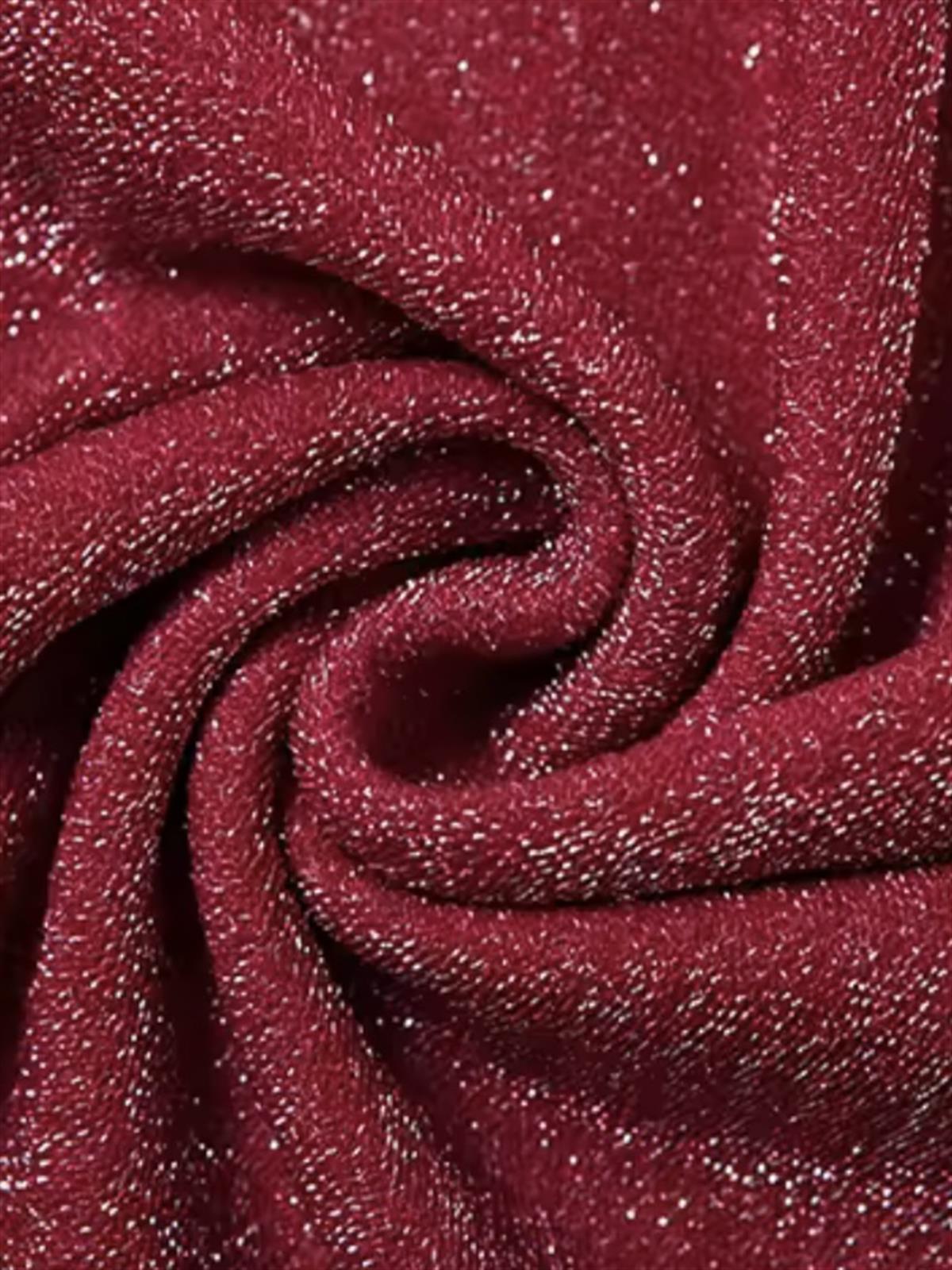 Işıltı Dokunuşlu Yırtmaç Detaylı Bordo Uzun Elbise